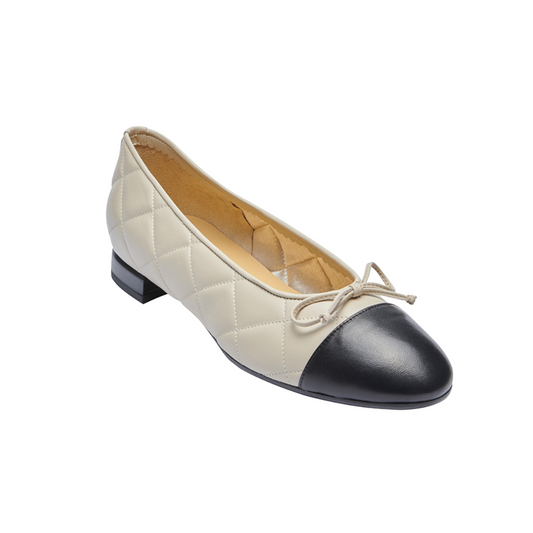 Brunate | Ballerina Two-Tone Leather – Beige & Black