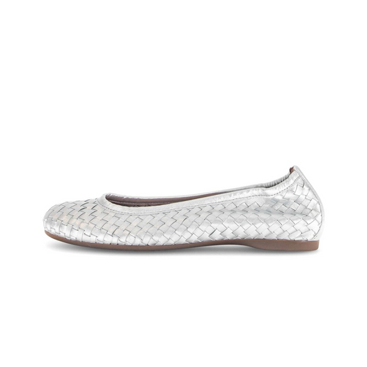 Gabor | Leather Ballerina - Silver Nappa