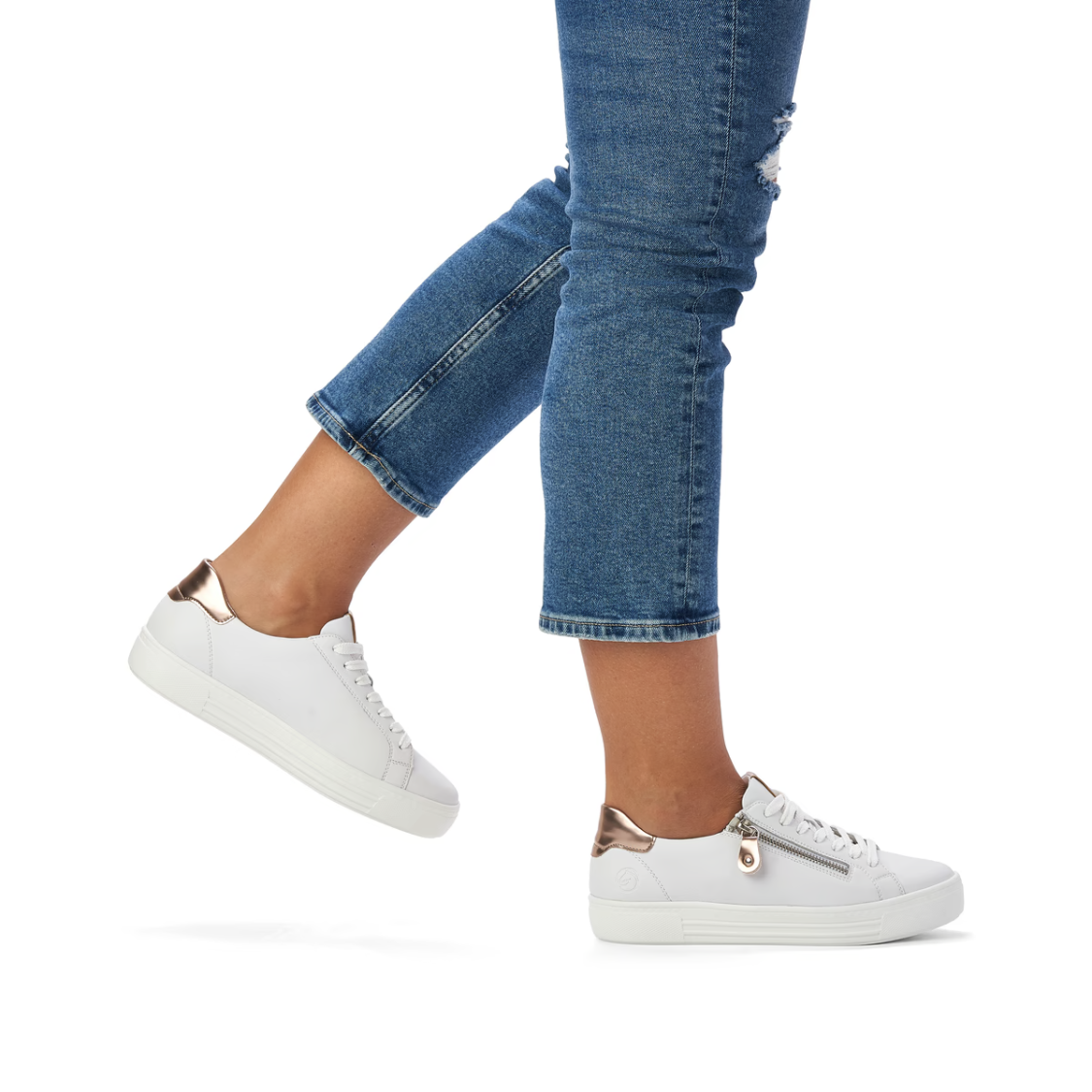 Remonte | Sneaker - White and Gold