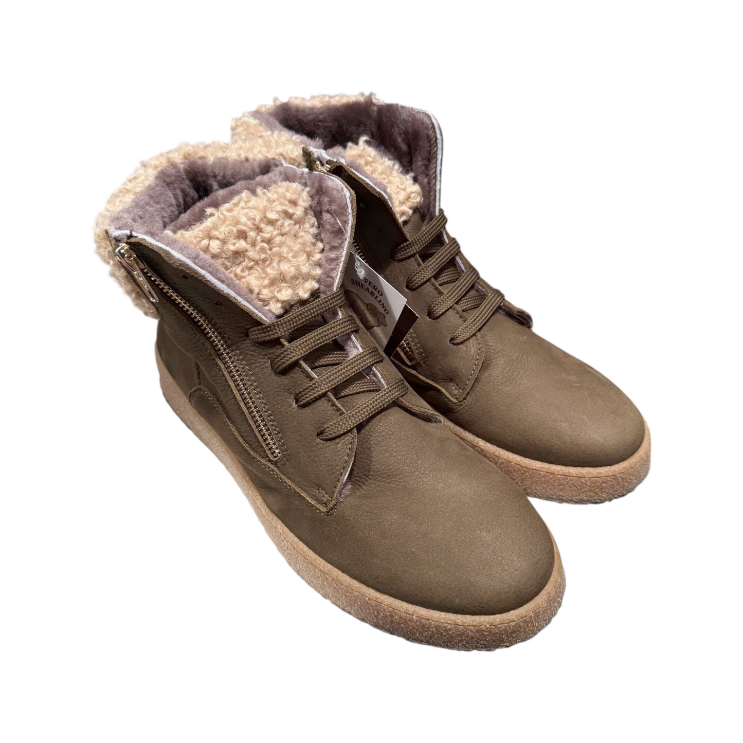 Big Shoes | Grün Ecru Stiefel Gefüttert