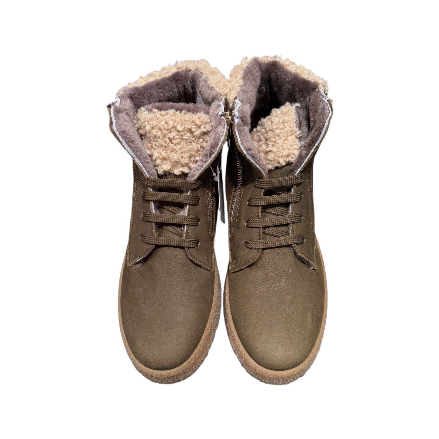 Big Shoes | Grün Ecru Stiefel Gefüttert