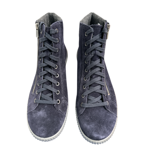 Legero | Blue Suede Leather Zipper Sneaker High