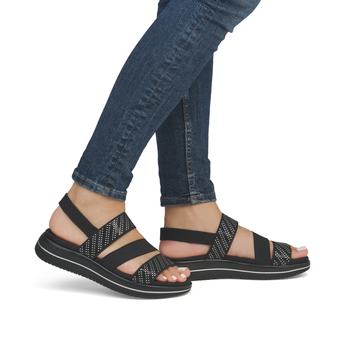 Remonte | Sandal - Black Combo with Elastic