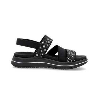 Remonte | Sandal - Black Combo with Elastic