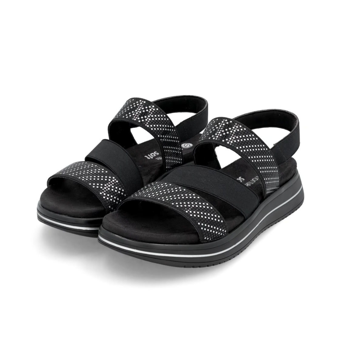 Remonte | Sandal - Black Combo with Elastic