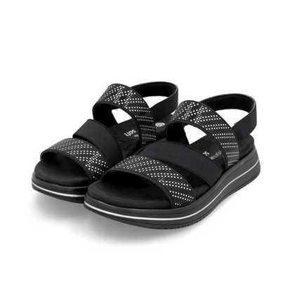 Remonte | Sandal - Black Combo with Elastic