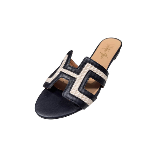 Big Shoes Privé | Sandale Schwarz Crudo Nappa Nera