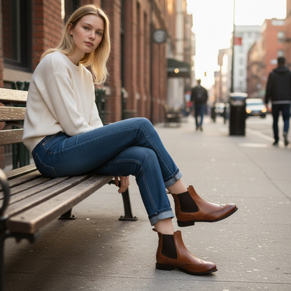 Barbara Bellini | Buffalo Tan Braune Chelsea Stiefelette D8115