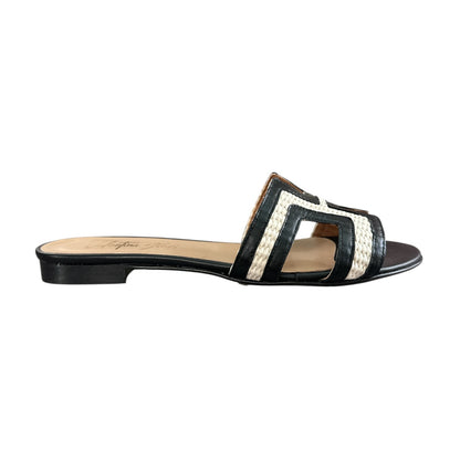 Life Shoes | Slipper - Raffia Crudo & Nappa Nero